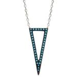 Collier en argent 925/000 rhodié et pierres d'imitation turquoise.