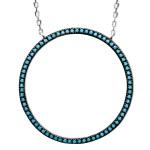 Collier en argent 925/000 rhodié et pierres d'imitation turquoise.