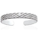 Bracelet jonc en argent 925/000 rhodié et oxyde de zirconium.