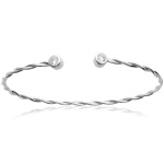 Bracelet jonc rigide en argent 925/000 rhodié et oxyde de zirconium.