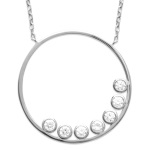 Collier en argent 925/000 rhodié et oxydes de zirconium.