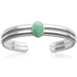 Bracelet jonc en argent 925/000 rhodié et aventurine.