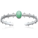 Bracelet jonc en argent 925/000 rhodié et aventurine.