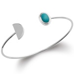 Bracelet jonc en argent 925/000 rhodié et pierre d'imitation turquoise.