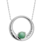 Collier avec pendentif en argent 925/000 rhodié et aventurine.