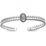 Bracelet jonc en argent 925/000 rhodié et labradorite.