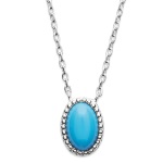 Collier avec pendentif en argent 925/000 rhodié et pierre d'imitation turquoise.