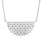 Collier avec pendentif demi rond en argent 925/000 rhodié et oxydes de zirconium.