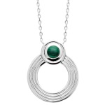 Collier avec pendentif en argent 925/000 rhodié et pierre malachite.