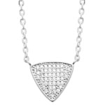 Collier avec pendentif triangle en argent 925/000 rhodié et oxydes de zirconium. Fermoir mousqueton avec anneaux de rappel à 40, 42 et 45 cm.