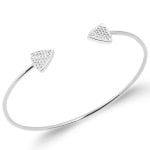 Bracelet jonc ouvert avec triangles en argent 925/000 rhodié et oxydes de zirconium.