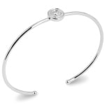 Bracelet jonc ouvert rigide en argent 925/000 rhodié et oxyde de zirconium.