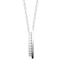 Collier composé d'une chaîne en argent 925/000 rhodié et un pendentif pavé d'oxydes de zirconium blancs. Fermoir mousqueton avec anneaux de rappel à 40, 42 et 45 cm.