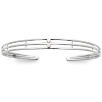 Bracelet jonc ouvert trois rangs en argent 925/000 rhodié incrusté de deux oxydes de zirconium sertis clos.