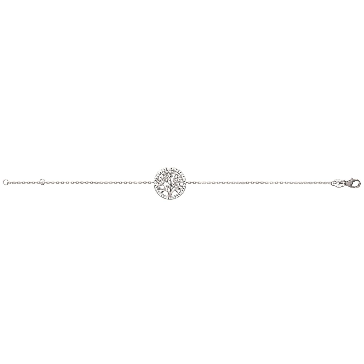 Bracelet arbre de vie en argent 925/000 rhodié et oxyde de zirconium. Arbre  Adolescent Adulte Femme Fille Indémodable Nature Symboles 