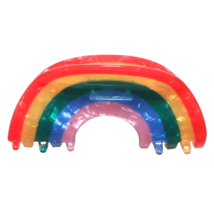 Pince crabe pour cheveux en forme d'arc en ciel.