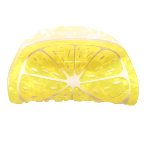 Pince crabe pour cheveux en forme de citron.