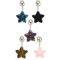 Porte-clés en forme d'étoile recouvert de strass. 5 modèles différents, votre préférence en commentaire. Vendu à l'unité.