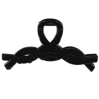 Pince crabe pour cheveux en plastique de couleur noir.