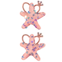 Lot de deux barrettes fantaisie pour enfants en forme d'étoile en textile velours et d'un cœur avec couronne en suédine et strass.