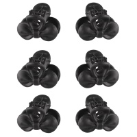 Lot de 6 mini-pinces crabes en forme de nœud papillon pour cheveux en plastique de couleur noir mat.