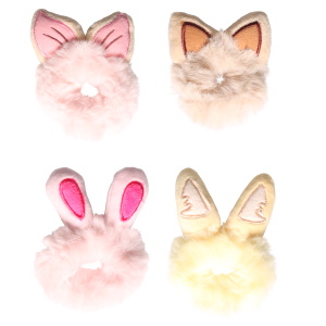 Chouchou élastique pour cheveux pour enfants avec poils synthétiques et oreilles de lapin et de chat. 4 modèles différents. Votre préférence en commentaire. Vendu à l'unité.