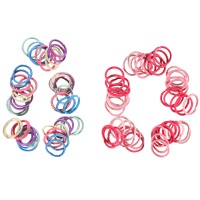 Lot de 50 mini élastiques en textile de couleur. 2 coloris différents.