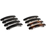 Lot de 4 barrettes en plastique et métal. Assortiment de noir ou de noir et écaille. Vendu par lot de 4.