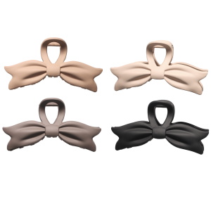 Pince crabe pour cheveux en forme de nœud papillon en plastique de couleur. 4 coloris différents. Vendu à l'unité. Votre préférence en commentaire.