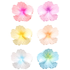 Pince pour cheveux en forme de fleur en plastique multicolore. 6 coloris différents. Vendu à l'unité. Votre préférence en commentaire.