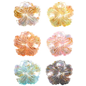 Pince crabe pour cheveux en forme de fleur en plastique de couleur. 6 coloris différents. Vendu à l'unité. votre préférence en commentaire.