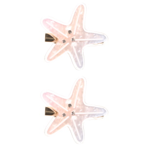 Lot de deux pinces plates en forme d'étoiles de mer multicolores sertis de strass.