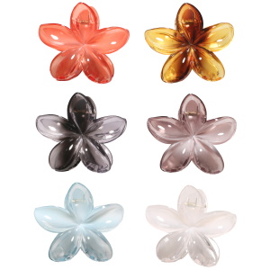 Pince crabe pour cheveux en forme de fleur. 6 coloris différents. Vendu à l'unité. Votre préférence en commentaire.