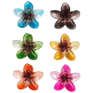 Pince crabe pour cheveux en forme de fleur. 6 coloris différents. Vendu à l'unité. Votre préférence en commentaire.