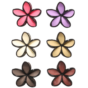 Pince crabe pour cheveux en forme de fleur. 6 coloris différents. Vendu à l'unité. Votre préférence en commentaire.