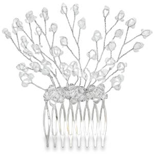 Ce peigne ornemental est un accessoire de coiffure délicat. Conçu avec une attention particulière aux détails, il agrémente les coiffures de cérémonie avec une touche subtile et élégante. Ses ornements discrets en cristal, assemblés avec précision, apportent un éclat discret qui rehausse l'allure sans l'éclipser.