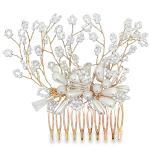 Ce magnifique ornement de cheveux, orné de délicates perles et de cristaux scintillants, capture l'élégance et la finesse. Parfait pour ajouter une touche de sophistication à votre coiffure de mariage ou de soirée.