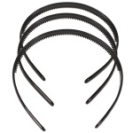 Lot de 3 serre-têtes en plastique noir.