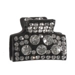 Pince crabe en plastique noir et strass.