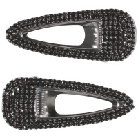 Lot de 2 pinces pour cheveux en métal canon de fusil et strass.