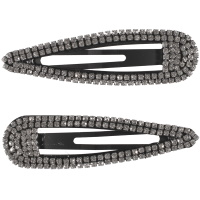 Lot de 2 pinces pour cheveux en métal peint de couleur noire et strass.