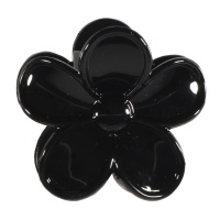 Pince crabe pour cheveux en forme de fleur en plastique de couleur noire.