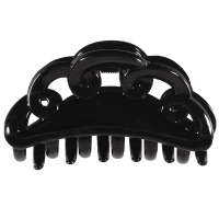 Pince crabe pour cheveux en plastique de couleur noire.