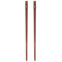 Lot de deux pics cheveux en plastique de couleur marron transparent au motifs en émail et surmontés de cristaux.