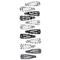 Lot de 16 mini clic-clacs avec motifs en métal peint.