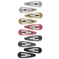 Lot de 5 paires de clic-clacs en métal pavés de paillettes.