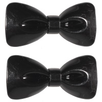 Lot de 2 barrettes à cheveux en forme de nœud papillon en plastique de couleur noire.