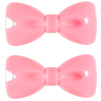 Lot de 2 barrettes à cheveux en forme de nœud papillon en plastique de couleur rose.