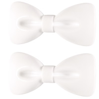 Lot de 2 barrettes à cheveux en forme de nœud papillon en plastique de couleur blanche.