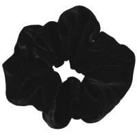Chouchou élastique en textile velours de couleur noire.